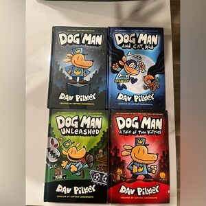 Dog Man Book Set by Dav Pilkey - Blue, Green, Red, Black Covers